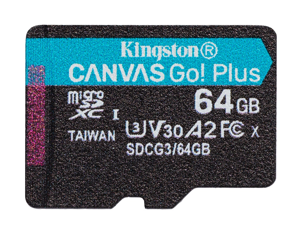 Карта памяти 64Gb - Kingston MicroSDHC 170R A2 U3 V30 Canvas Go Plus SDCG3/64GBSP