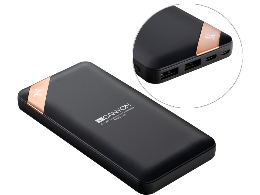 

Внешний аккумулятор Canyon Power Bank 10000mAh Black CNE-CPBP10B, CNE-CPBP10B