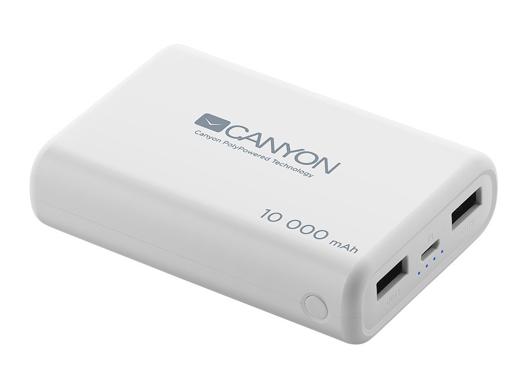 

Внешний аккумулятор Canyon Power Bank 10000mAh White CNS-CPBP10W, CNS-CPBP10W