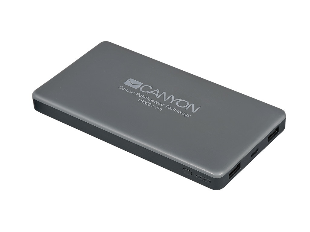 фото Внешний аккумулятор canyon power bank 15000mah dark grey cns-tpbp15dg