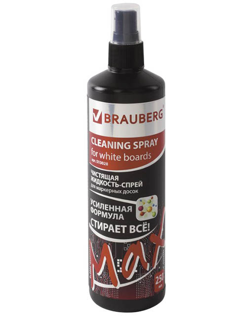 Фото - Чистящая жидкость-спрей для маркерных досок Brauberg Turbo Max 250ml 513028 спрей очиститель brauberg 510117 250 мл