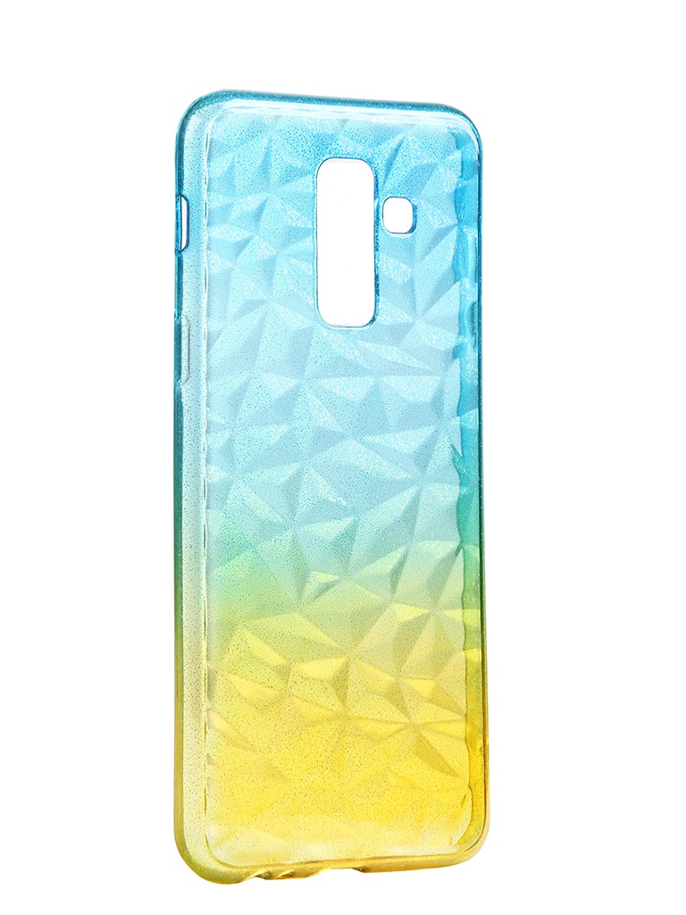 фото Чехол krutoff для samsung galaxy a6 plus sm-a605 crystal silicone yellow-blue 12239