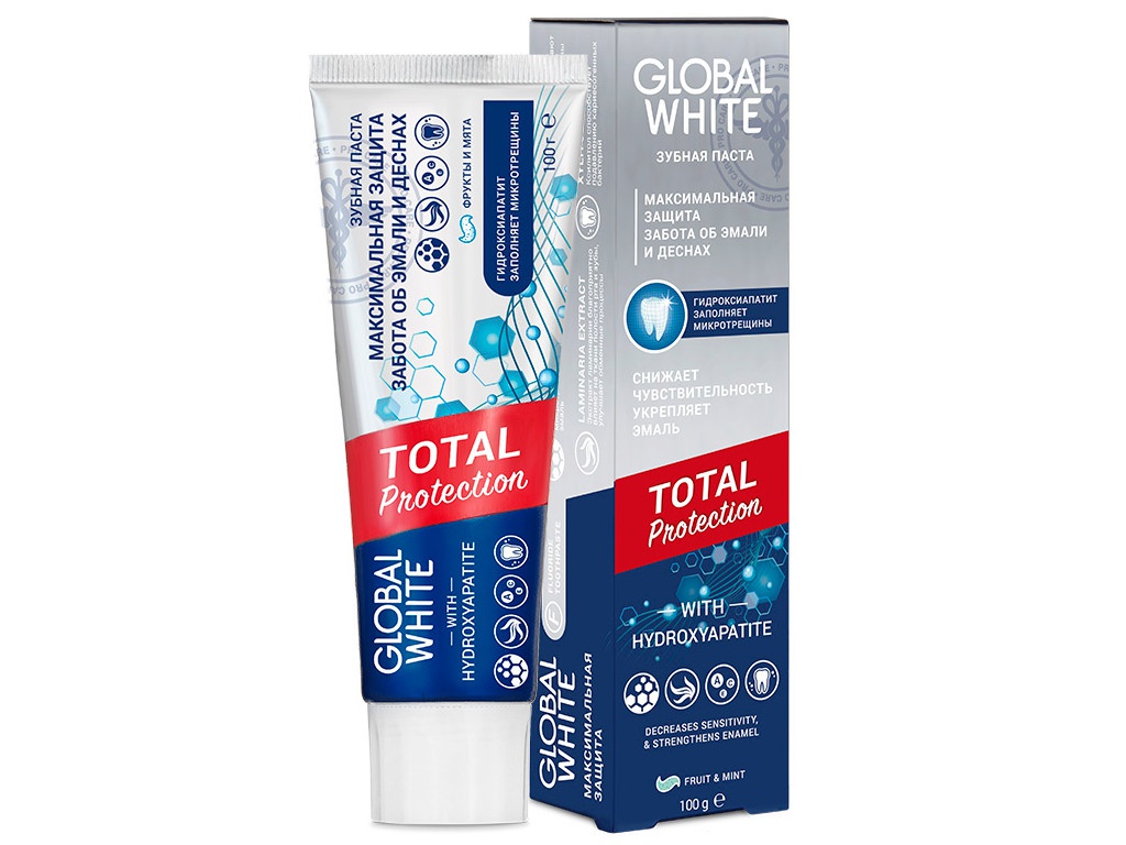 фото Зубная паста global white total protection 100g 4605370017960