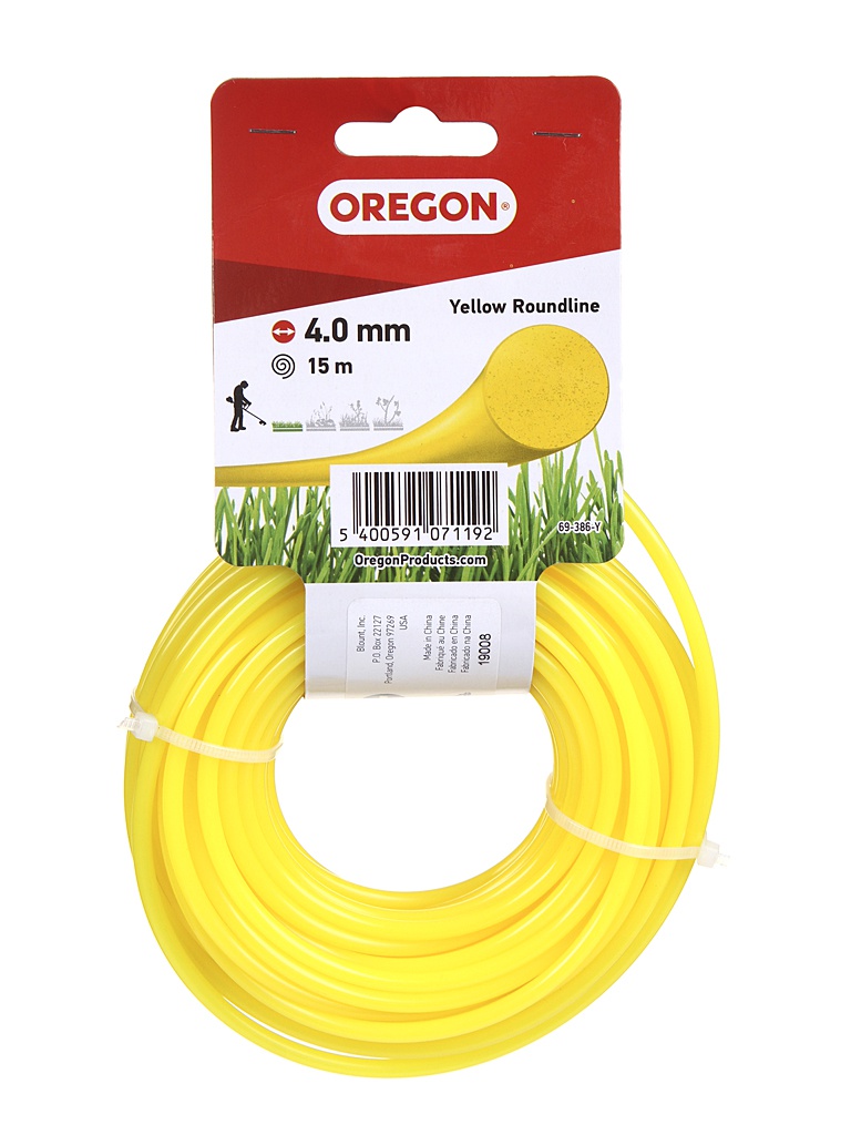 фото Леска для триммера oregon yellow roundline 4mm x 15m 69-386-y