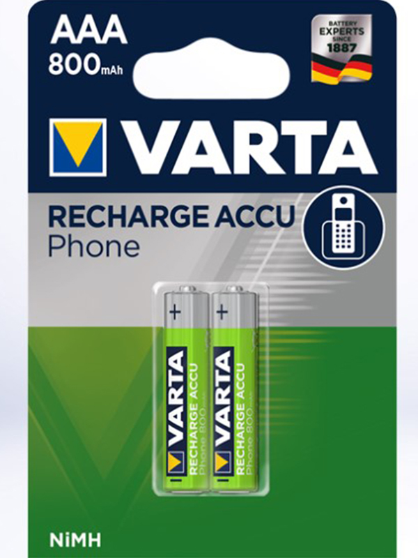 

Аккумулятор AAA - Varta Phone Power 800 mAh (2 штуки) VR AAA800mAh/2BL Phone PW, VR AAA800mAh/2BL Phone PW