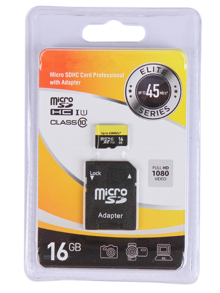 

Карта памяти 16Gb - Exployd Micro Secure Digital HC Class 10 UHS-1 Elite EX016GCSDHC10UHS-1-ElU1 с переходником под SD, EX016GCSDHC10UHS-1-ElU1