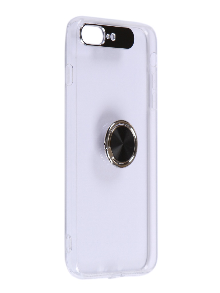 фото Чехол df для apple iphone 7 plus/8 plus plastic + silicone с кольцом-держателем transparent-black itring-04 df-group