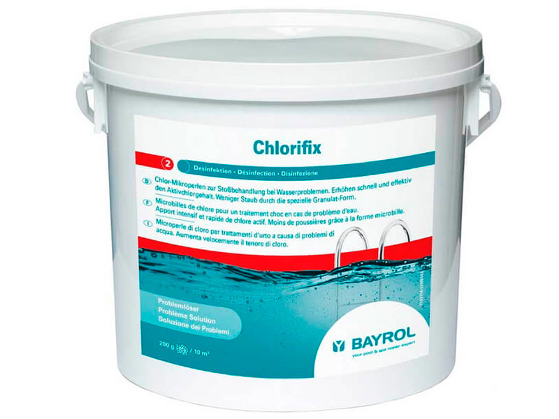 Быстрорастворимый хлор для ударной дезинфекции Bayrol ChloriFix 5kg 4533114 быстрорастворимый хлор chemoform кемохлор т 10kg 0504110