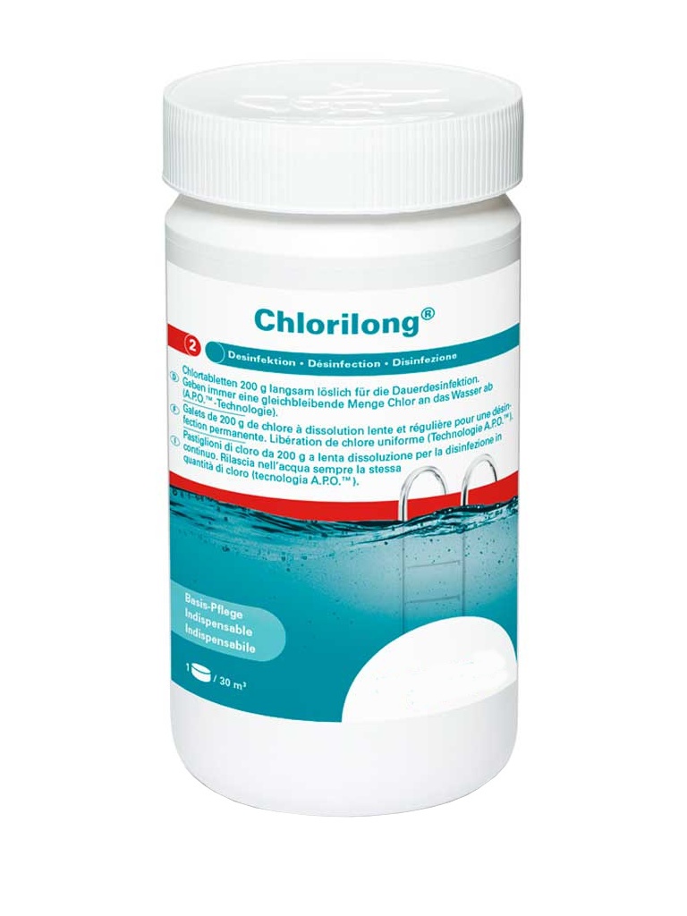 Медленнорастворимый хлор Bayrol ChloriLong 200 1kg 4536120 быстрорастворимый хлор для ударной дезинфекции bayrol chlorifix 5kg 4533114