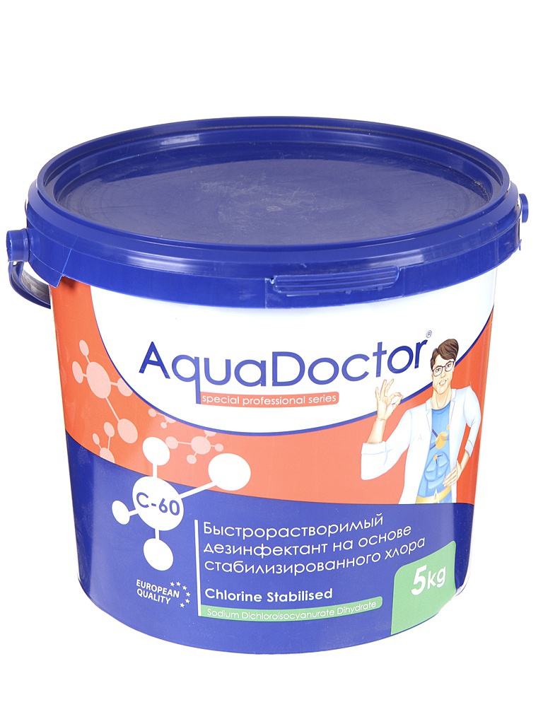 Быстрорастворимый хлор AquaDoctor 5kg AQ1550 быстрорастворимый хлор aquadoctor 5kg в таблетках aq2508