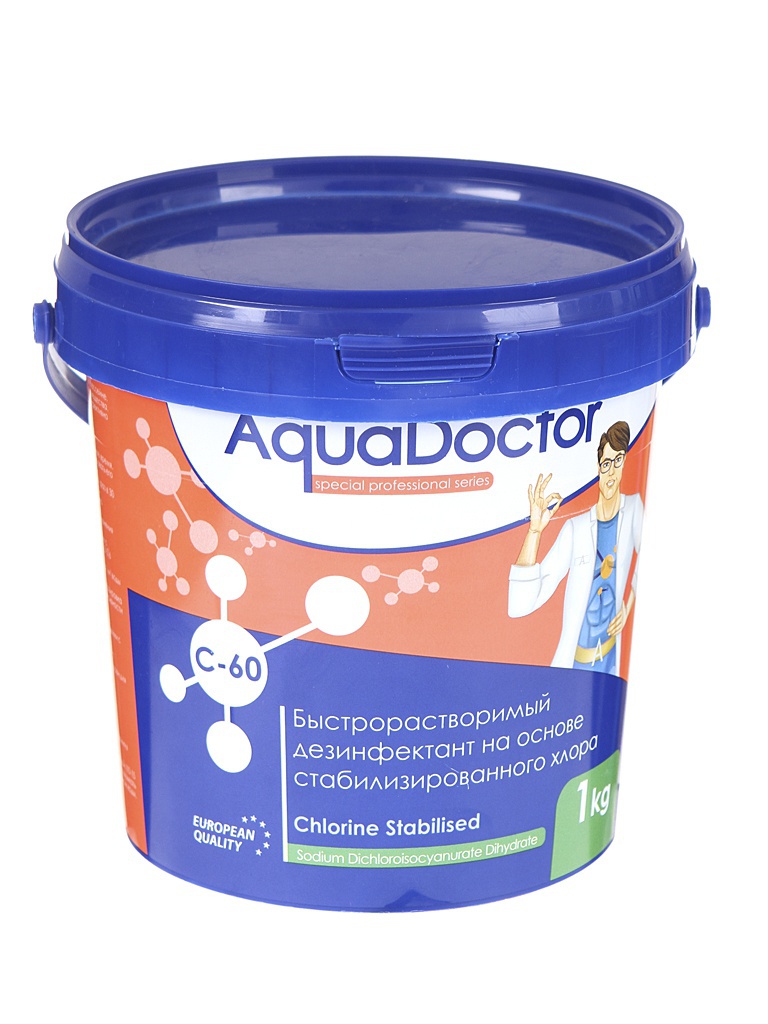 Быстрорастворимый хлор AquaDoctor 1kg AQ15540 быстрорастворимый хлор bayrol chloriklar 5kg 4531114