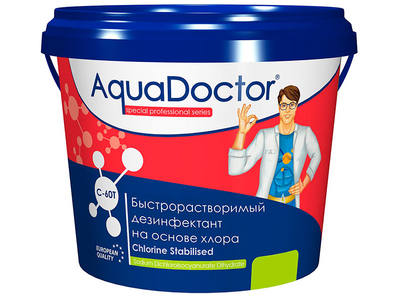 Быстрорастворимый хлор AquaDoctor 1kg в таблетках AQ17509 хлор быстрорастворимый дихлор