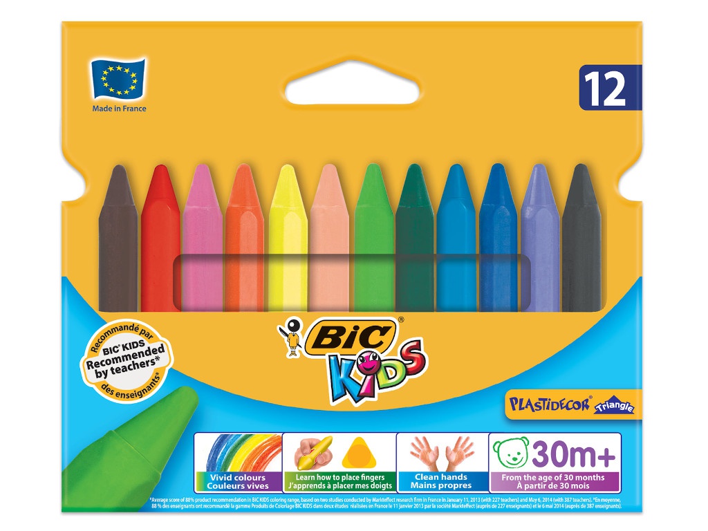 фото Мелки пластиковые bic plastidecor 12 цветов 829773