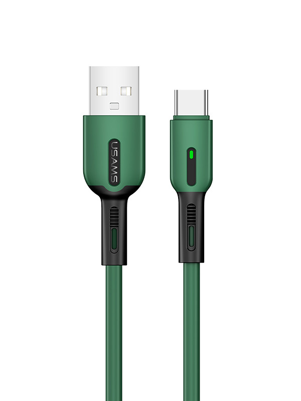 фото Аксессуар usams sj433 usb - type-c с индикатором 1.0m dark green ут000021053