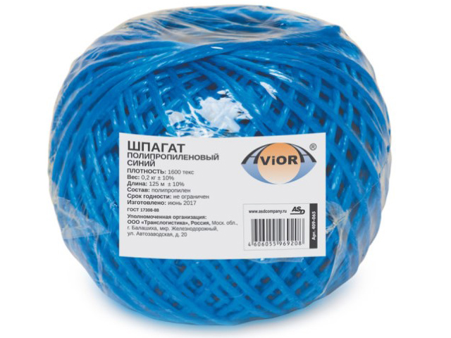 

Шпагат полипропиленовый Aviora ПП 1600 текс, бобина 200g Blue 409-065, 409-065