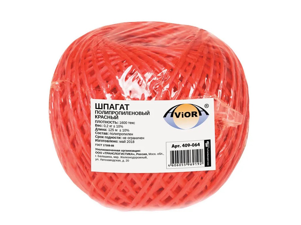 

Шпагат полипропиленовый Aviora ПП 1600 текс, бобина 200g Red 409-064, 409-064