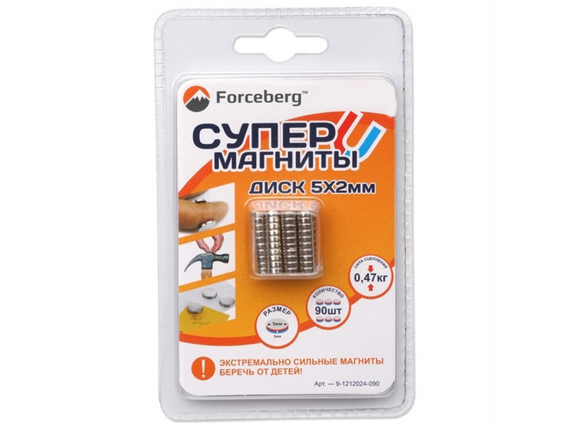 Неодимовый магнит Forceberg 5х2mm 90шт 9-1212024-090