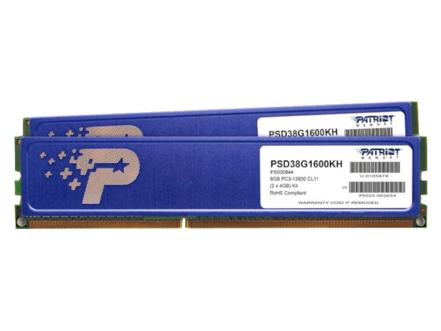 фото Модуль памяти patriot memory signature ddr3 dimm 1333mhz pc3-10600 - 8gb kit (2x4gb) psd38g1600kh