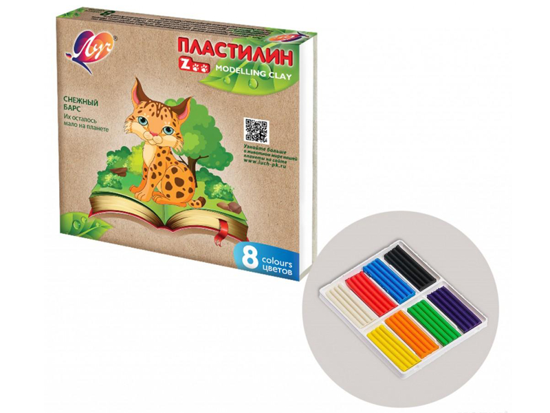 

Набор для лепки Луч Пластилин классический Zoo 8 цветов 120г 29С 1720-08, 29С 1720-08
