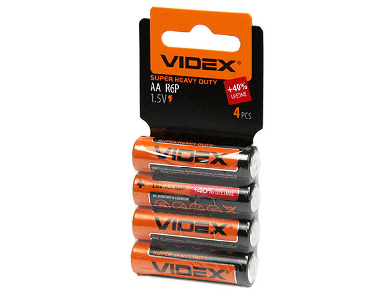 

Батарейка AA - Videx R6 Shrink Card VID-R6-4SC (4 штуки), VID-R6-4SC