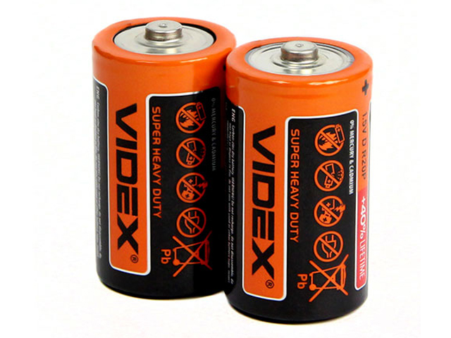 Батарейка D - Videx R20 Shrink VID-R20-2S (2 штуки)