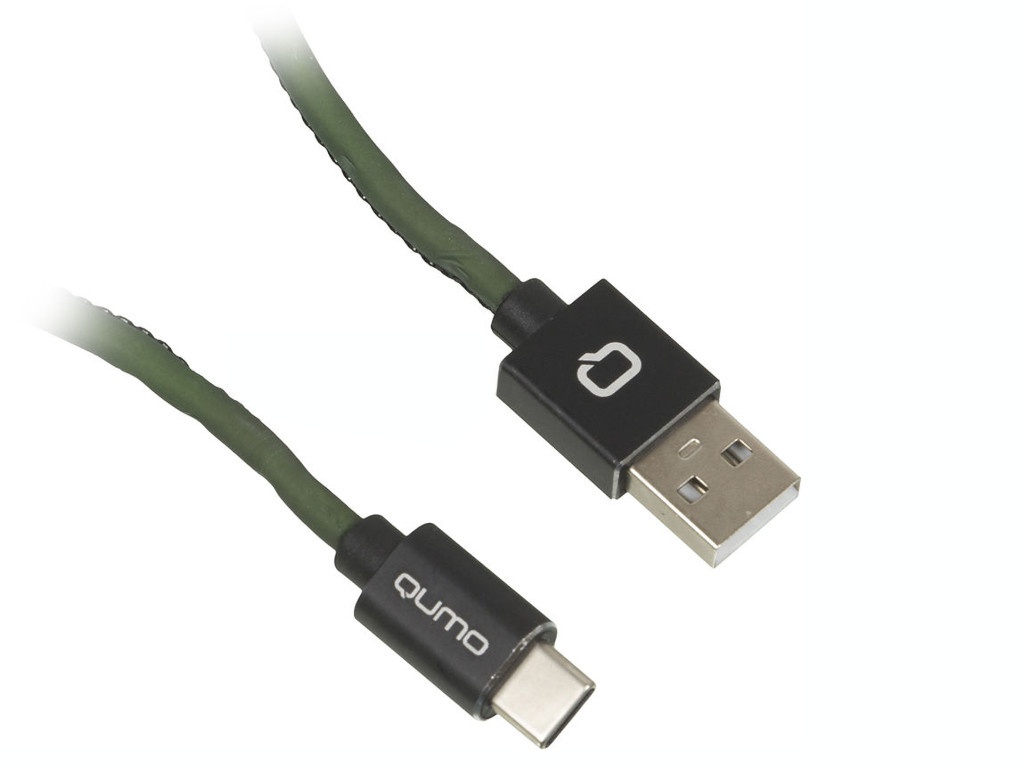 фото Аксессуар qumo usb - type-c 2a 1m black-green 23452