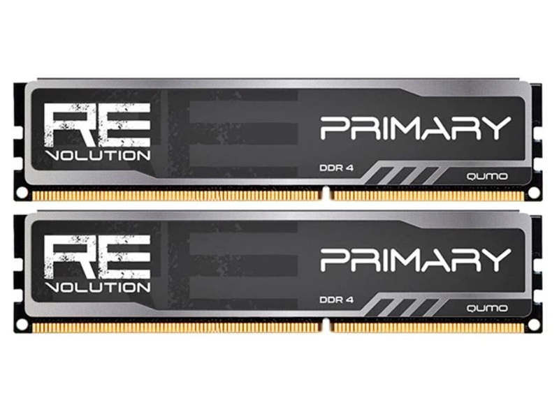 фото Модуль памяти qumo revolution primary black ddr4 dimm 3000mhz pc24000 cl16 - 8gb kit (2x4gb) q4rev-8g2m3000c16prim