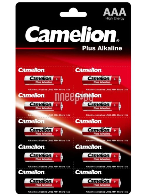 Батарейка AAA - Camelion LR03 Plus Alkaline (10 штук) LR03-BP1x10P батарейка aaa camelion lr03 plus alkaline 10 штук lr03 bp1x10p