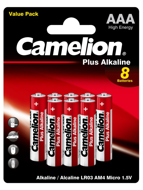 фото Батарейка aaa - camelion lr03 plus alkaline (8 штук) lr03-bp8