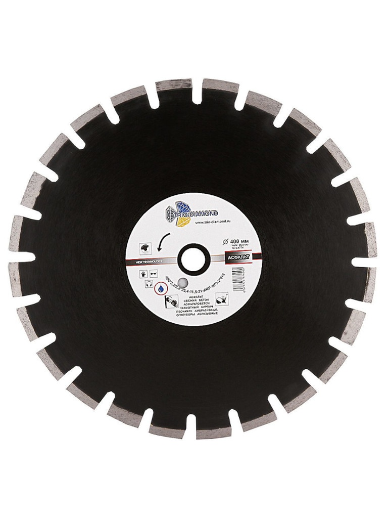 

Диск Trio Diamond Grand Asphalt GA774 алмазный по асфальту 400x10x25.4/12mm, GA774