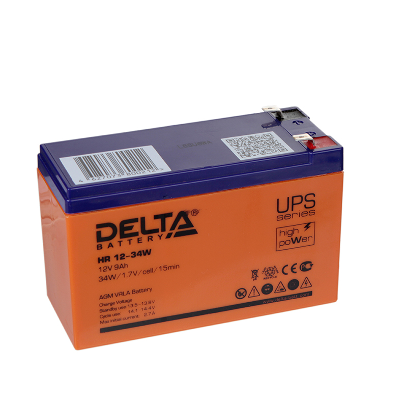 Аккумулятор для ИБП Delta Battery HR 12-34W 12V 8.5Ah аккумулятор и зарядное устройство karcher starter kit battery power 36 25 36 в 2 5 ач