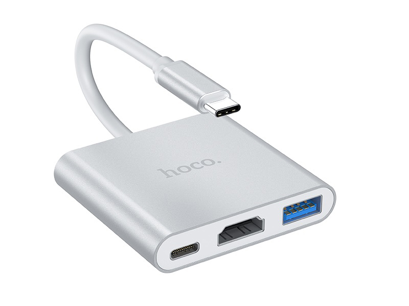 Хаб USB Hoco HB14 Easy USB3.0/HDMI/Type-C+PD - Type-C флешка hoco ud11 wisdom 32 гб usb3 0 чт до 100 мб с зап до 30 мб с белая
