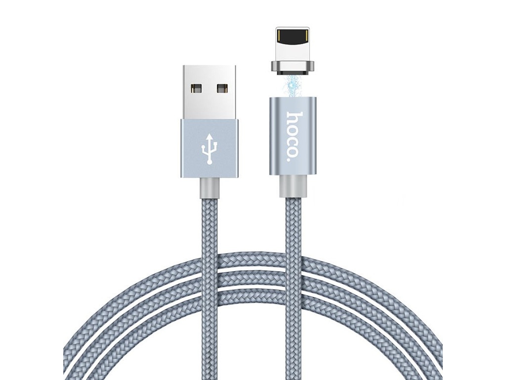 фото Аксессуар hoco u40a magnetic adsorption usb - lightning 1.0m grey