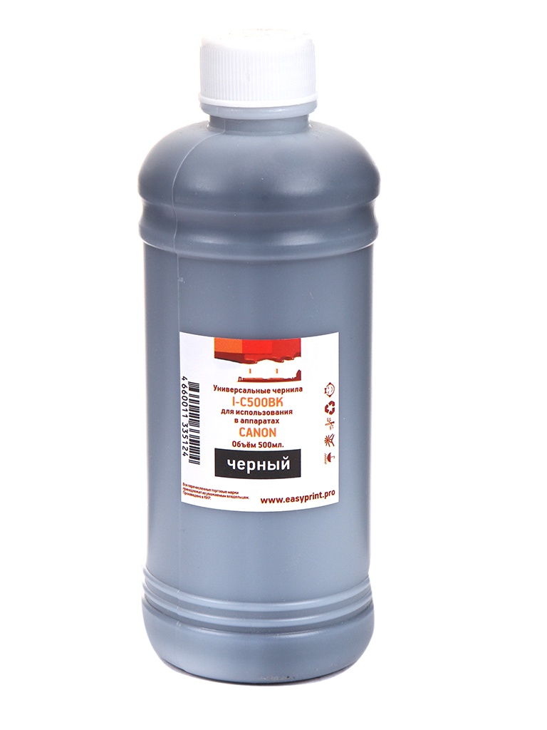 

Чернила EasyPrint I-C500BK универсальные Black 500ml для Canon, I-C500BK