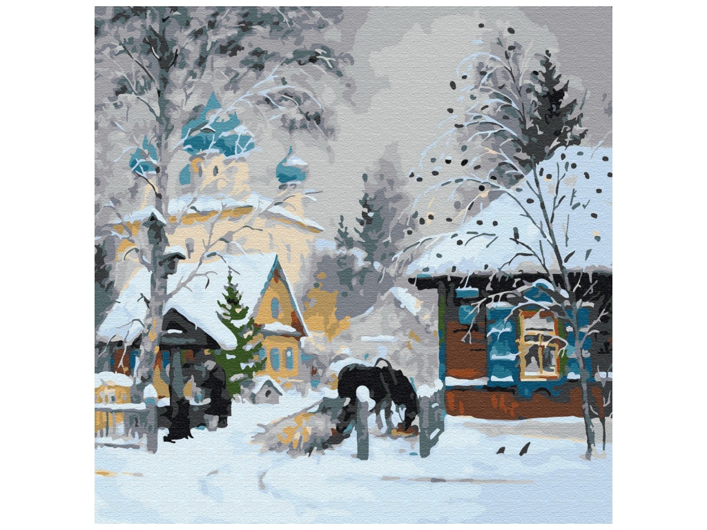 

Картина по номерам Картина по номерам Molly Зима в деревне 30x30cm KH0704, Зима в деревне