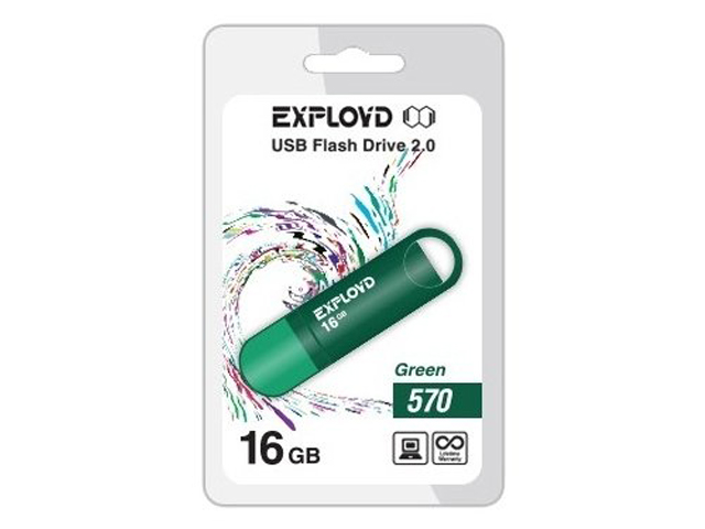 

USB Flash Drive EXPLOYD 570 16GB Green, EX-16GB-570-Green