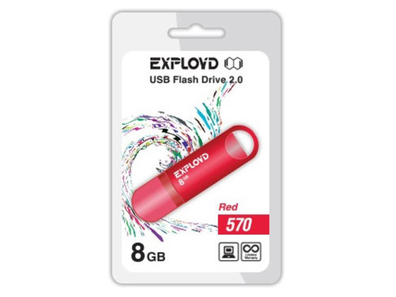 

USB Flash Drive EXPLOYD 570 8GB Red, EX-8GB-570-Red