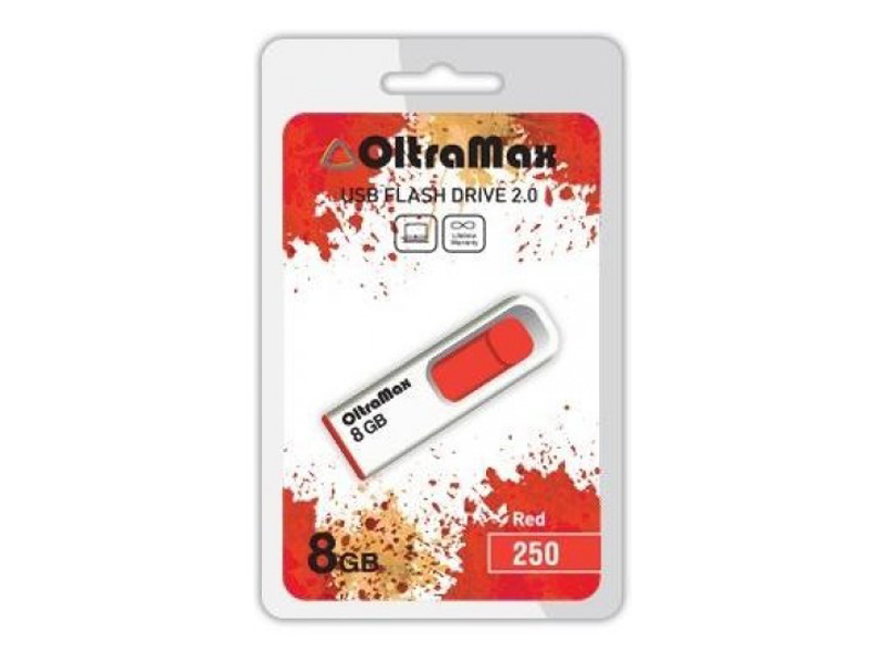 USB Flash Drive 8Gb - OltraMax 250 OM-8GB-250-Red usb flash drive 64gb oltramax 330 om 64gb 330 red