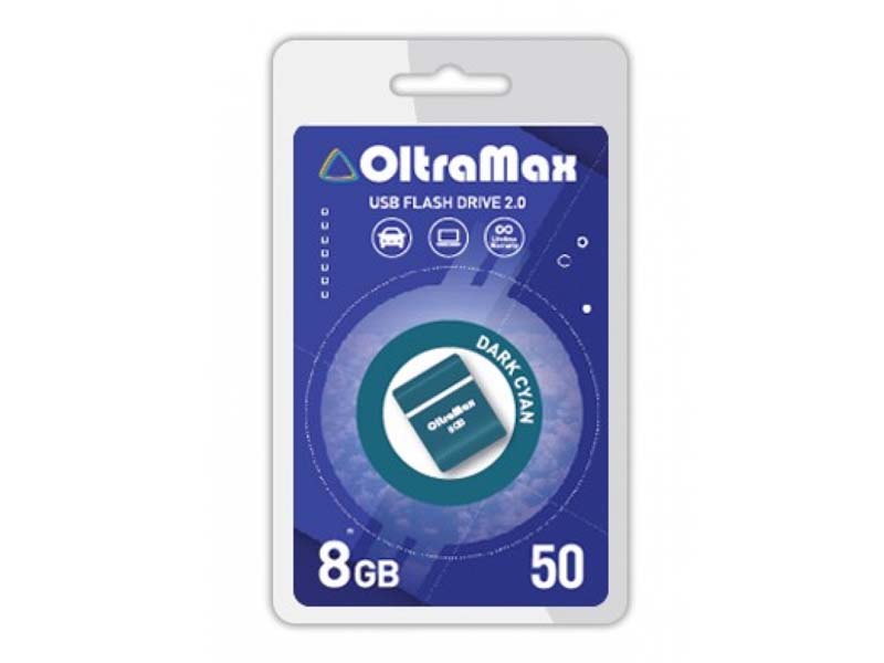 USB Flash Drive 8Gb - OltraMax 50 OM-8GB-50-Dark Cyan usb flash drive 8gb oltramax 250 om 8gb 250 blue