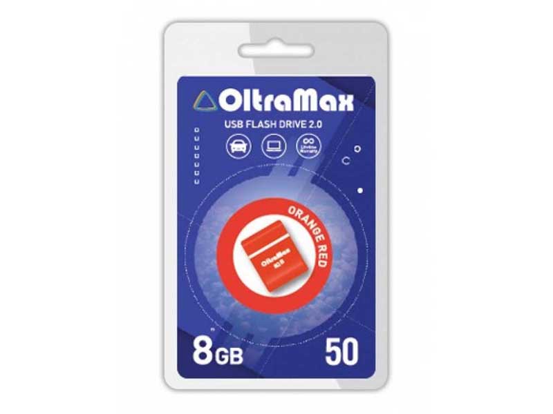 USB Flash Drive 8Gb - OltraMax 50 OM-8GB-50-Orange Red usb flash drive 64gb oltramax 330 om 64gb 330 red