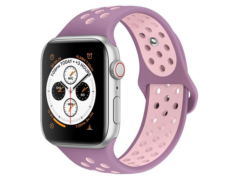 фото Аксессуар ремешок krutoff для apple watch 42/44mm silicone sport purple-pink 03290