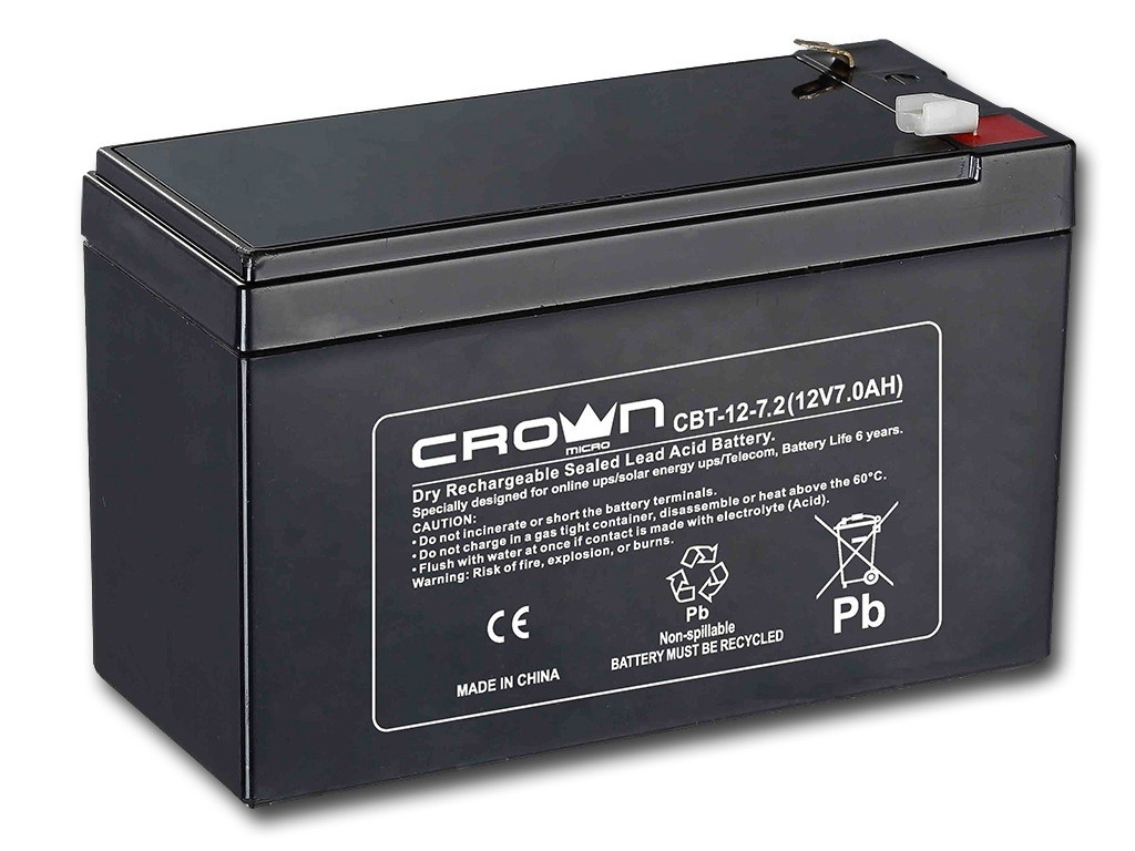 фото Аккумулятор для ибп crown cbt-12-7.2 crown micro