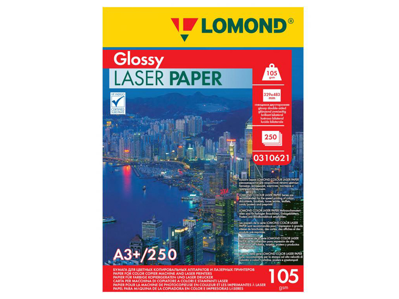

Фотобумага Lomond A3+ 105g/m2 глянцевая двухсторонняя 250 листов 310621, 310621