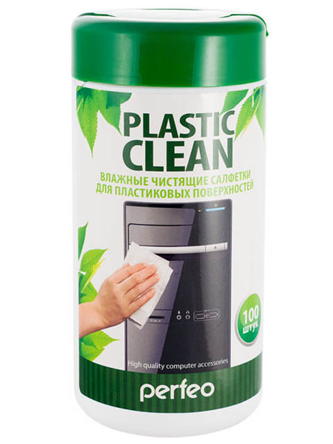 фото Чистящие салфетки perfeo plastic clean для пластиковых поверхностей 100шт pf-t/pc-100