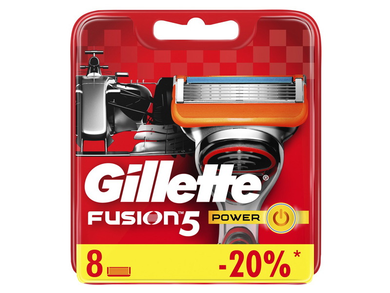 фото Сменные кассеты gillette fusion5 power red 8шт 7702018877621
