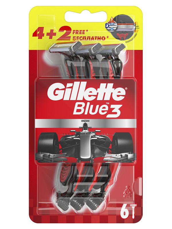 фото Бритва gillette blue 3 red 6шт 7702018516759