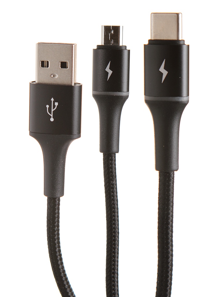 фото Аксессуар baseus halo data 3-in-1 cable usb - type-c / microusb / lightning 3.5a 1.2m black camlt-ha01