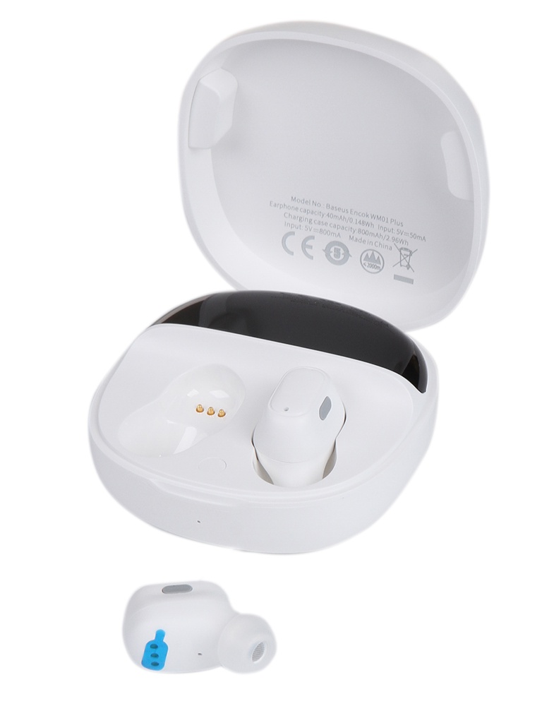 фото Наушники baseus encok true wireless earphones wm01 plus white ngwm01p-02