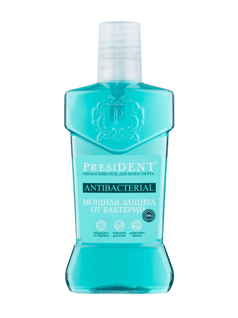 фото Ополаскиватель для полости рта president antibacterial мощная защита 250ml 310150