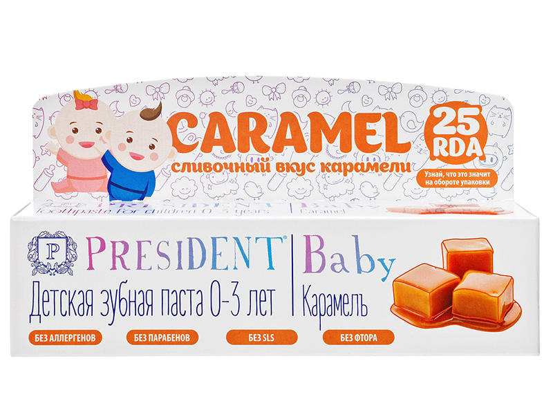 

Зубная паста President Baby 0-3 года Карамель без фтора 30ml 18014, 18014